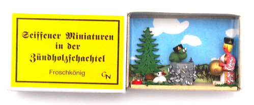 Seiffener Miniaturen in der Zündholzschachtel - Zündholzschachtel Froschkönig