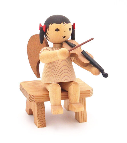 Ulmik Schleifenengel gebeizt sitzend mit Geige