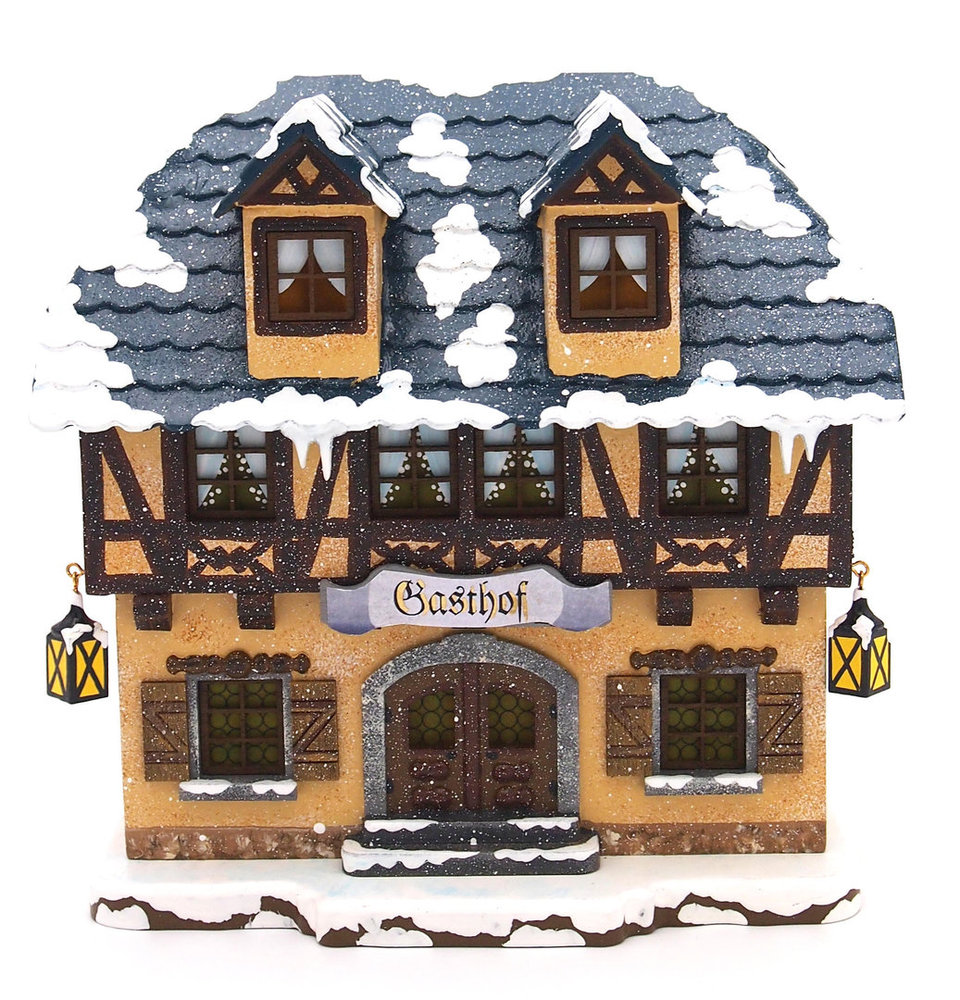 Hubrig Gaststätte Haus Gasthof  15 cm beleuchtet  Winterkinder 