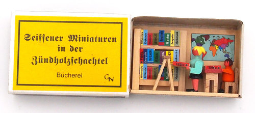 Seiffener Miniaturen in der Zündholzschachtel - Zündholzschachtel Bücherei