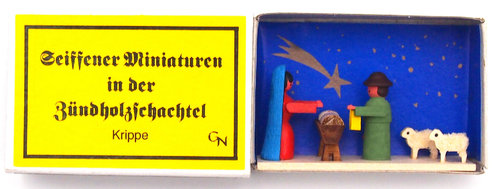 Seiffener Miniaturen in der Zündholzschachtel - Zündholzschachtel Krippe