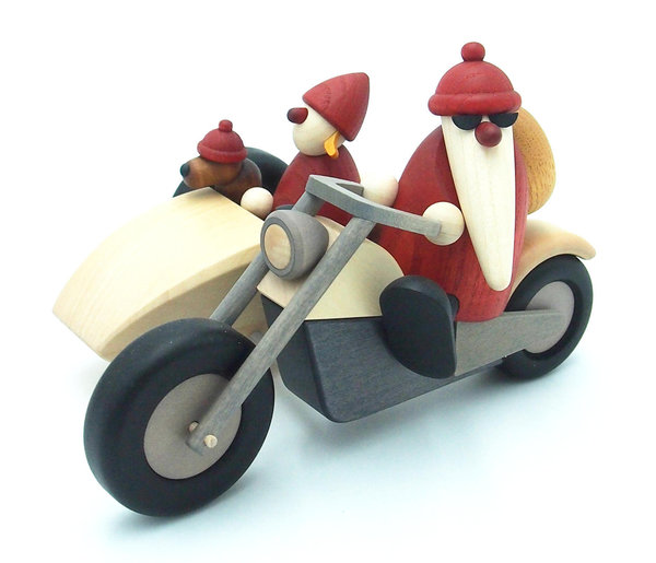 Köhler Weihnachtsmann Familienausflug auf Motorrad