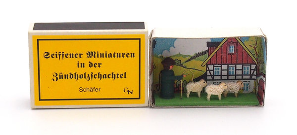 Seiffener Miniaturen in der Zündholzschachtel - Zündholzschachtel Schäfer