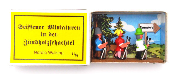 Seiffener Miniaturen in der Zündholzschachtel - Zündholzschachtel Nordic Walking - Neu bei uns