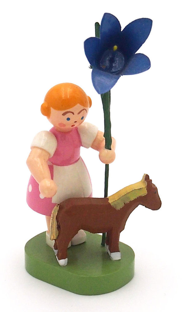 Weha Blumenkind Mädchen mit Glockenblume und jungem Pony