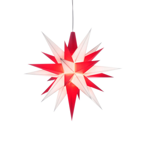 Herrnhuter Sterne Kunststoffstern Stern A1e weiß-rot für Innenverwendung mit LED