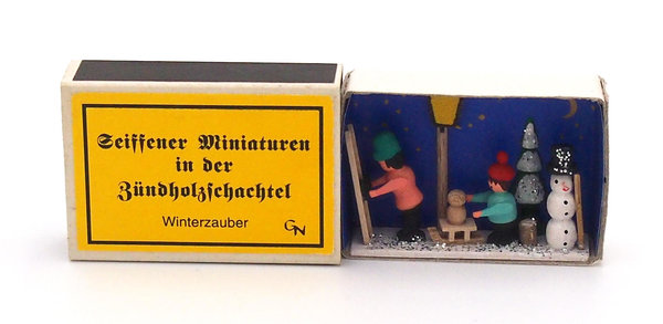 Seiffener Miniaturen in der Zündholzschachtel - Zündholzschachtel Winterzauber