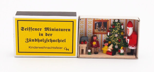 Seiffener Miniaturen in der Zündholzschachtel - Zündholzschachtel Kinderweihnachtsfeier