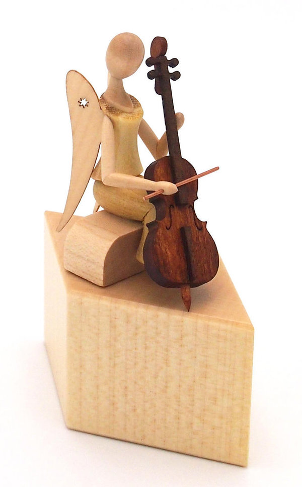 Gahlenz Sternkopf-Engel sitzend mit Cello auf Sockel