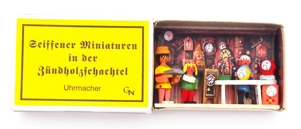 Seiffener Miniaturen in der Zündholzschachtel - Zündholzschachtel Uhrmacher