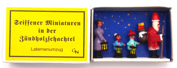 Seiffener Miniaturen in der Zündholzschachtel - Zündholzschachtel Laternenumzug
