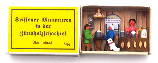 Seiffener Miniaturen in der Zündholzschachtel - Zündholzschachtel Stammtisch