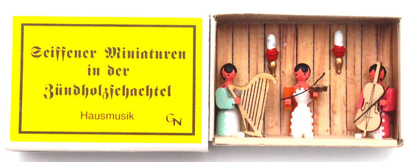 Seiffener Miniaturen in der Zündholzschachtel - Zündholzschachtel Hausmusik