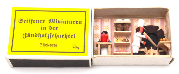 Seiffener Miniaturen in der Zündholzschachtel - Zündholzschachtel Bäckerei