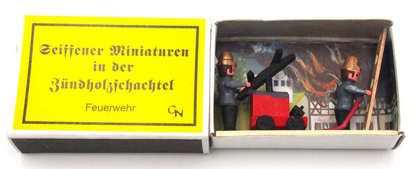 Seiffener Miniaturen in der Zündholzschachtel - Zündholzschachtel Feuerwehr