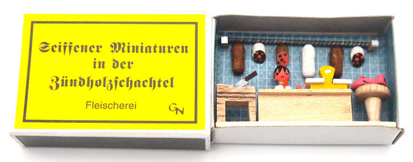 Seiffener Miniaturen in der Zündholzschachtel - Zündholzschachtel Fleischerei