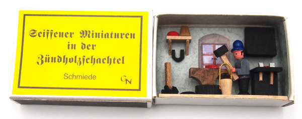 Seiffener Miniaturen in der Zündholzschachtel - Zündholzschachtel Schmiede