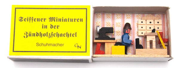 Seiffener Miniaturen in der Zündholzschachel - Zündholzschachtel Schuhmacher