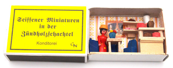 Seiffener Miniaturen in der Zündholzschachtel - Zündholzschachtel Konditorei