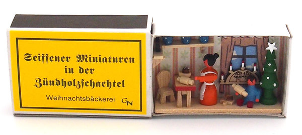 Seiffener Miniaturen in der Zündholzschachtel - Zündholzschachtel Weihnachtsbäckerei