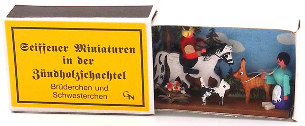 Seiffener Miniaturen in der Zündholzschachtel - Zündholzschachtel Brüderchen und Schwesterchen