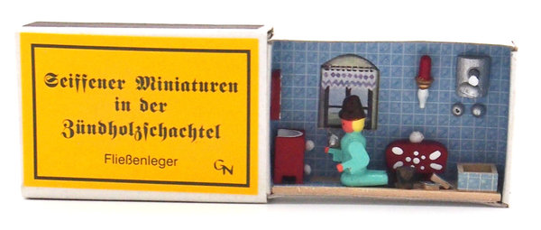 Seiffener Miniaturen in der Zündholzschachtel - Zündholzschachtel Fliesenleger