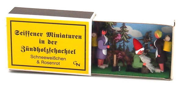 Seiffener Miniaturen in der Zündholzschachtel - Zündholzschachtel Schneeweisschen und Rosenrot