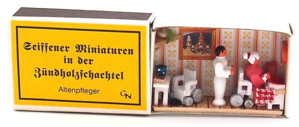 Seiffener Miniaturen in der Zündholzschachtel - Zündholzschachtel Altenpfleger - Neu bei uns