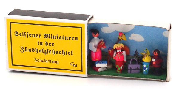 Seiffener Miniaturen in der Zündholzschachtel - Zündholzschachtel Schulanfang